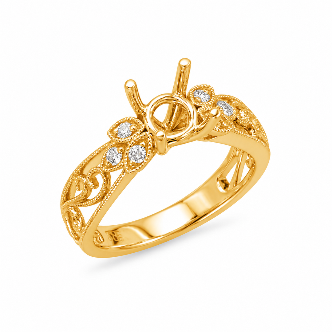 14K Yellow Gold 0.08 CTW Diamond Semi-Mount Engagement Ring