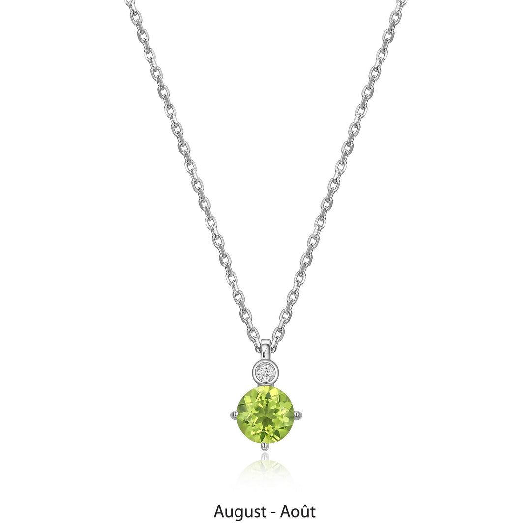Elle Silver Birthstone - August Necklace