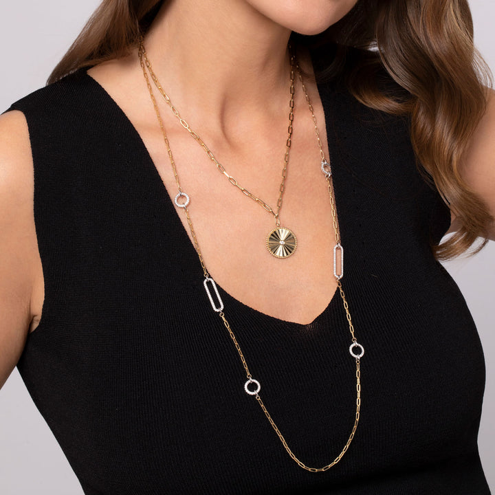14K Yellow Gold Medallion Pendant With A 0.05 CTW Diamond Complete With Chain