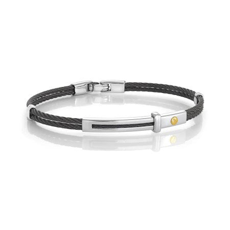 Italgem Stainless Steel And Black Plated 2-Row Cable Bracelet [803-03679]