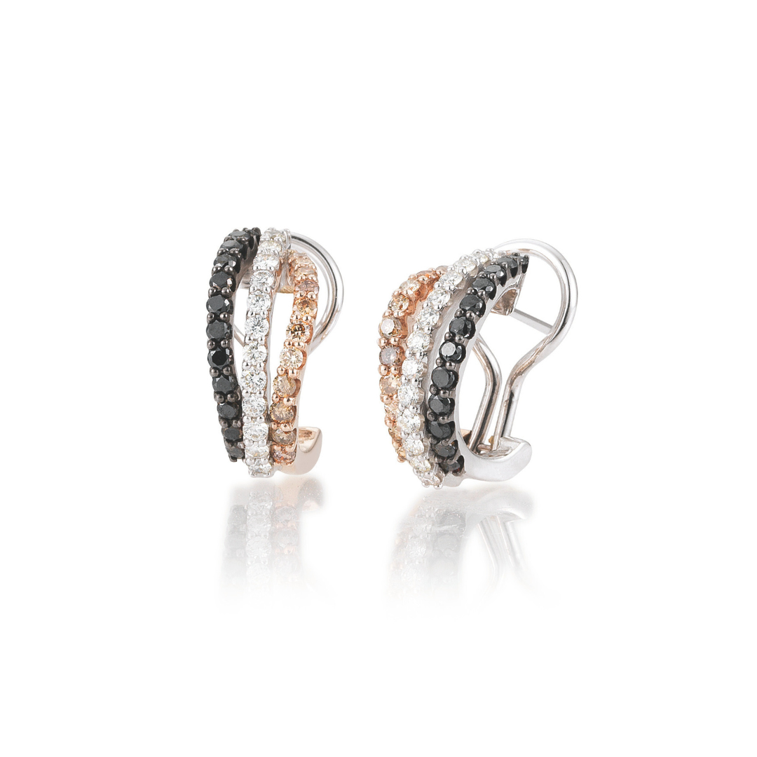 14K Rose And White Gold 1.44 CTW Diamond Half Hoop Earrings