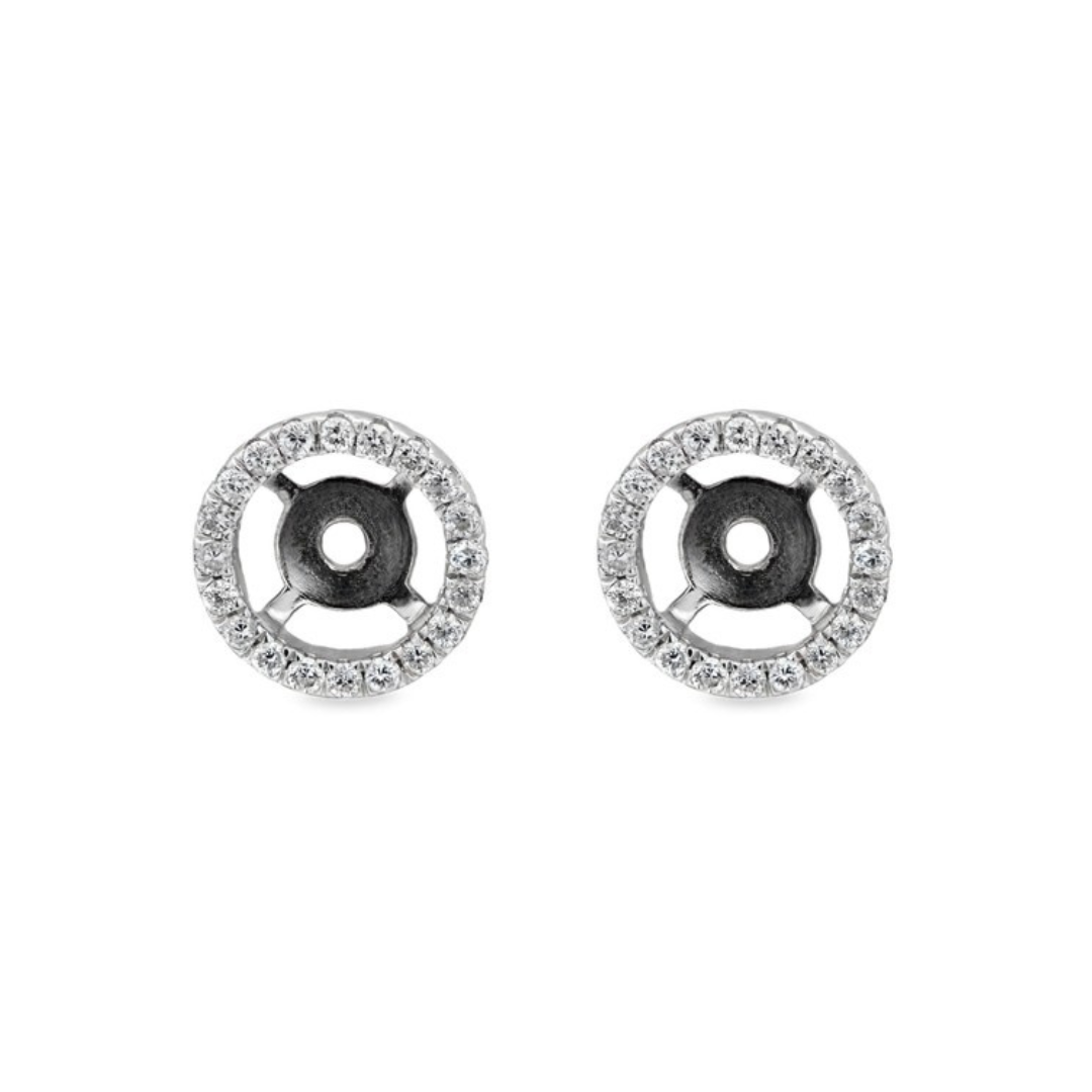 14K White Gold Polished 0.11 CTW Diamond Earring Jackets
