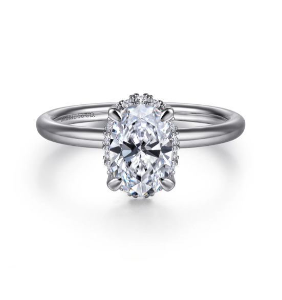 Women's 14K White Gold Hidden Halo 0.08 CTW Diamond Semi-Mount Engagement Ring