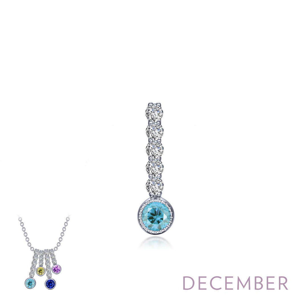 Sterling Silver Synthetic Blue Topaz And Cubic Zirconia Pendant
