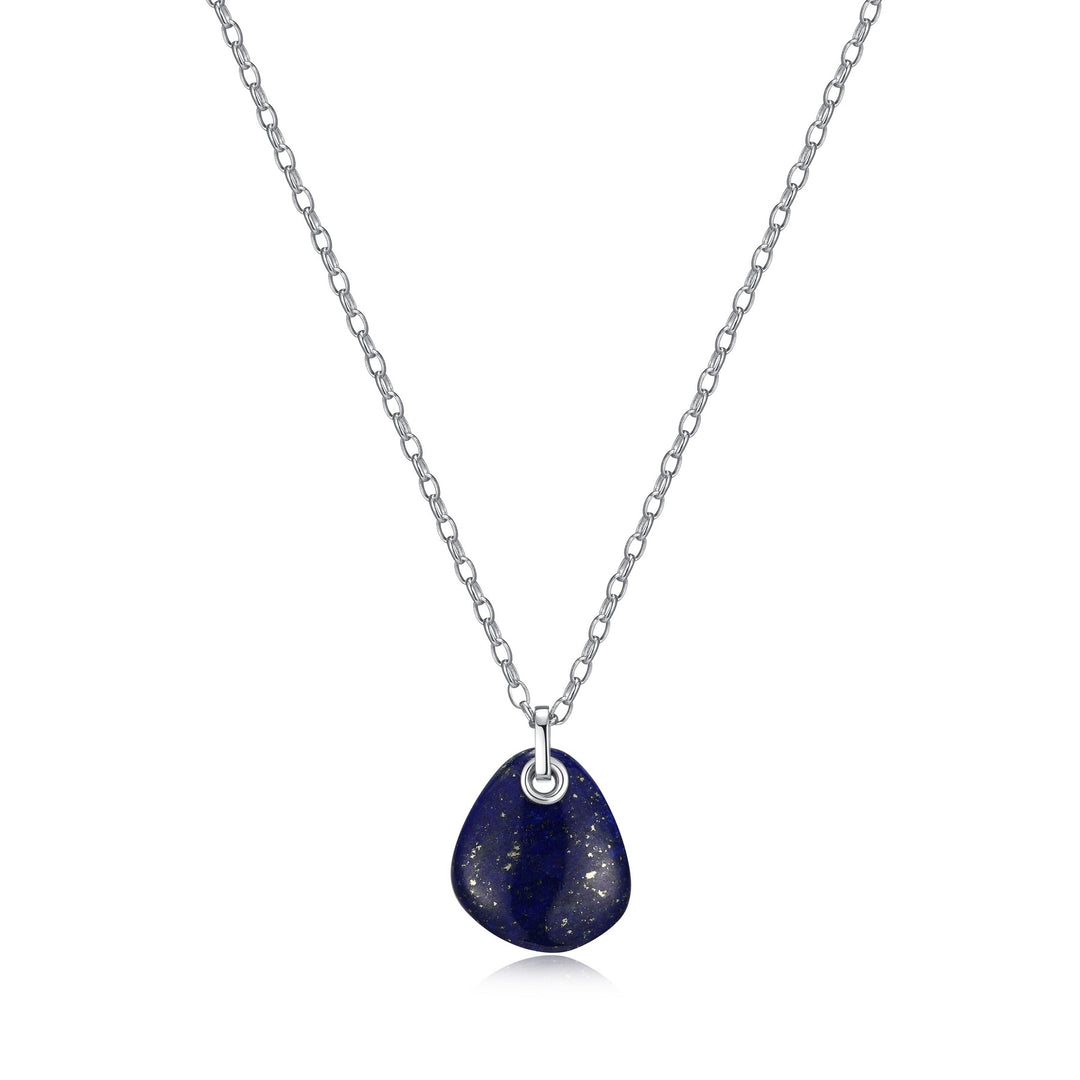 Elle Silver Pebble Drop Pendant With Lapis Lazuli