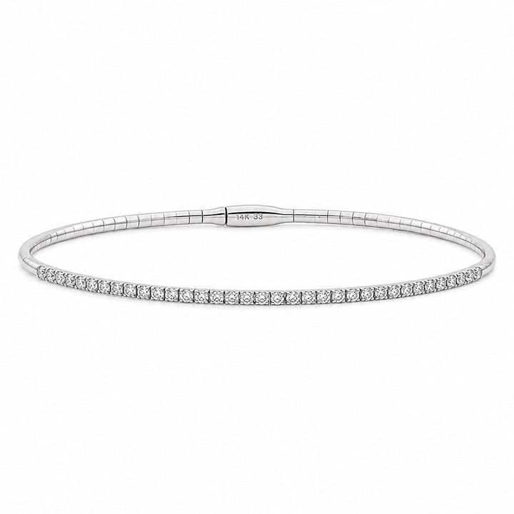14 Karat White Gold Lab-Grown Diamond Set Flex Bangle