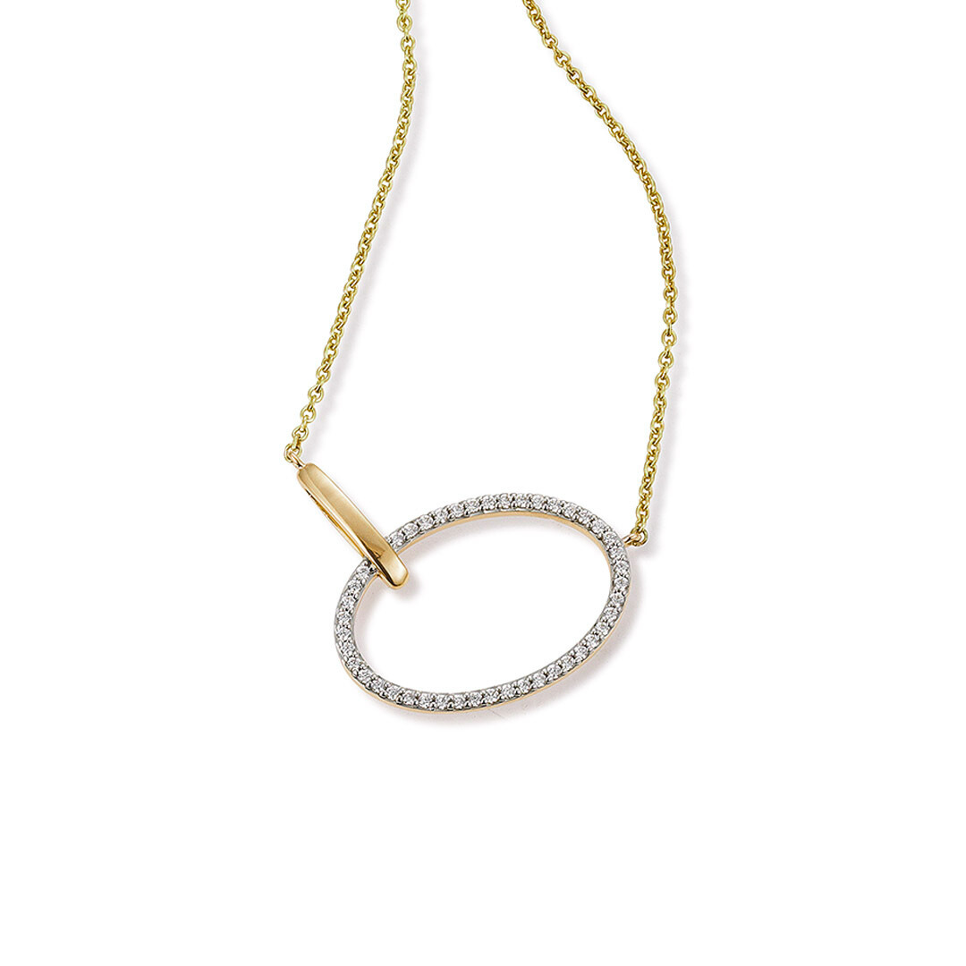 14K Yellow And White Gold Oval 0.22 CTW Diamond Necklace