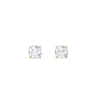 14K Yellow Gold 3mm Each Round White Topaz Stud Earrings