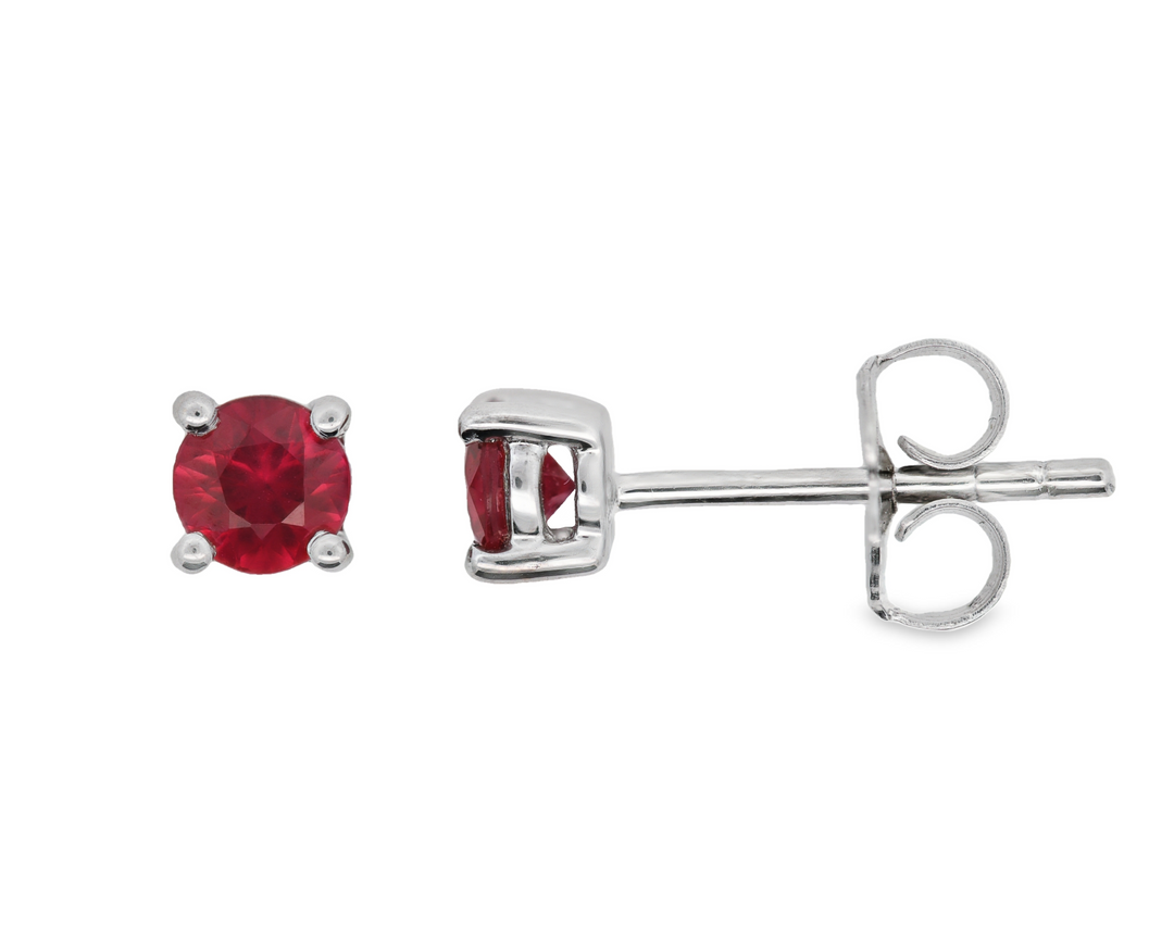 18K White Gold 0.59 CTW Round Ruby Stud Earrings