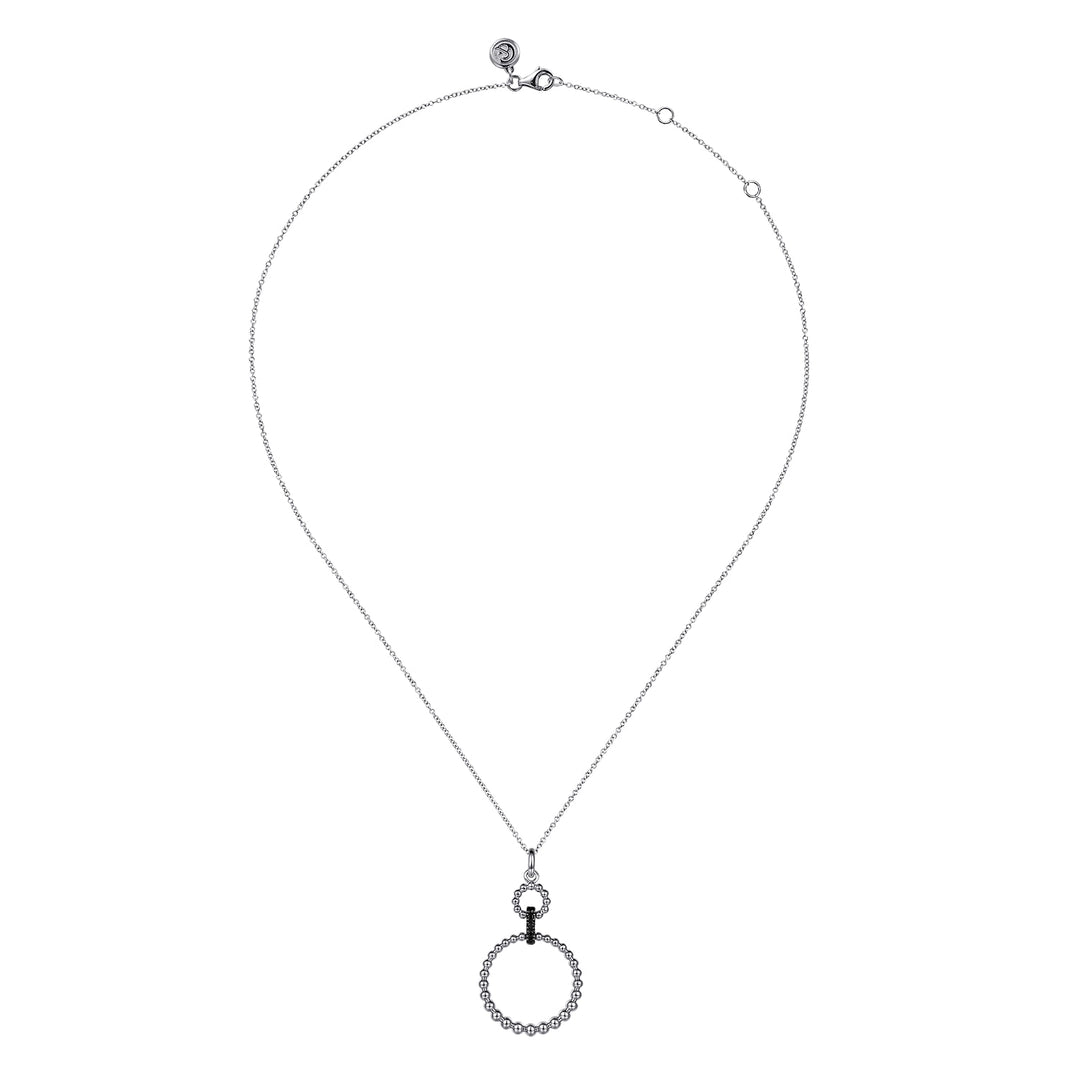 Gabriel & Co. Sterling Silver Double Circle Necklace With Black Spinel