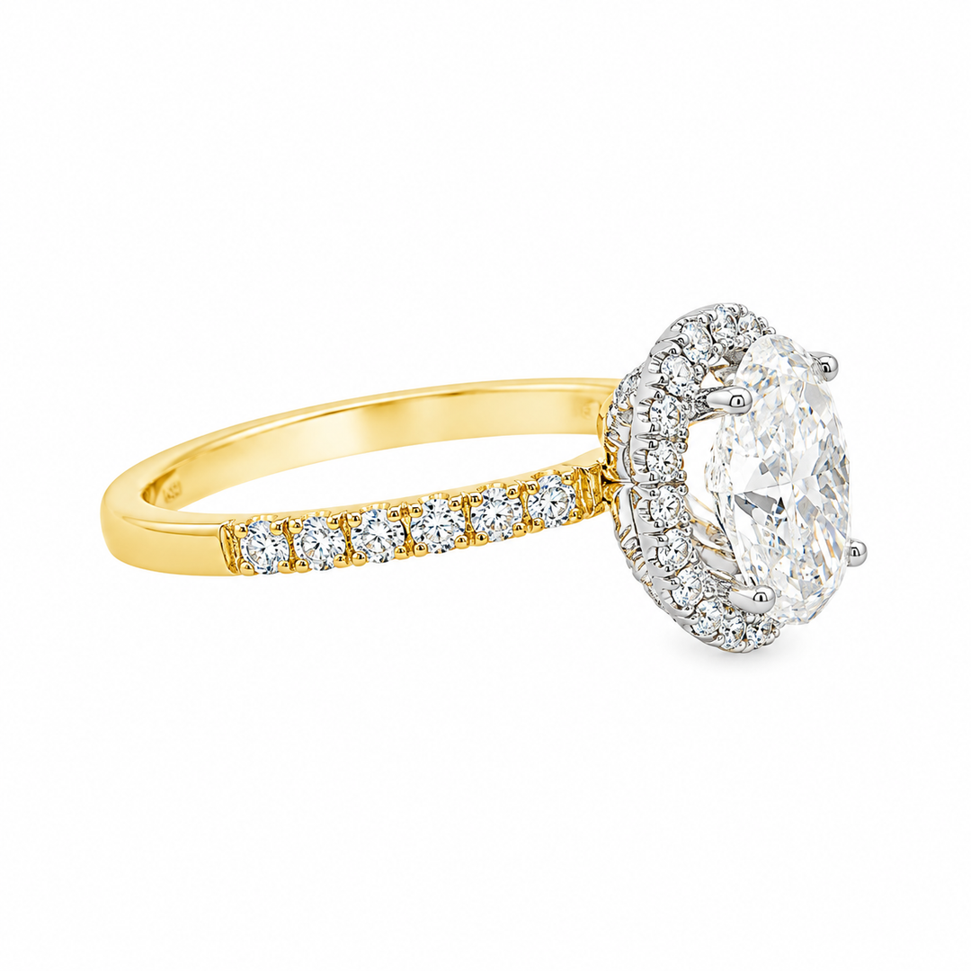 Women's 18K Yellow And White Gold Halo 0.45 CTW Diamond Semi-Mount Engagement Ring
