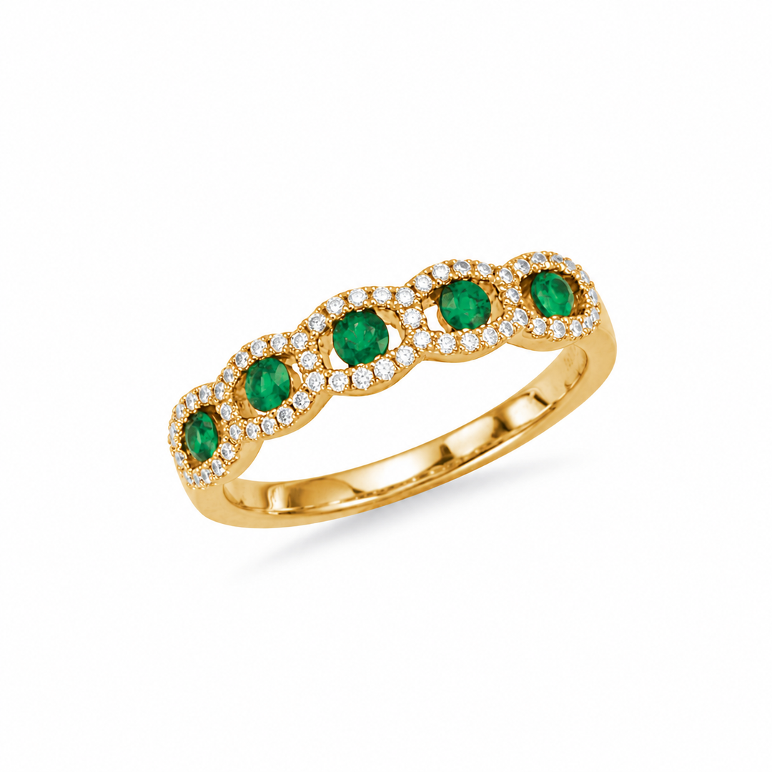 14K Yellow Gold 0.30 CTW Emerald And 0.20 CTW Diamond Ring