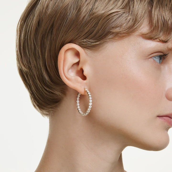 Swarovski Matrix Gold-Tone Plated Hoop Earrings With Clear Cubic Zirconia 5750620