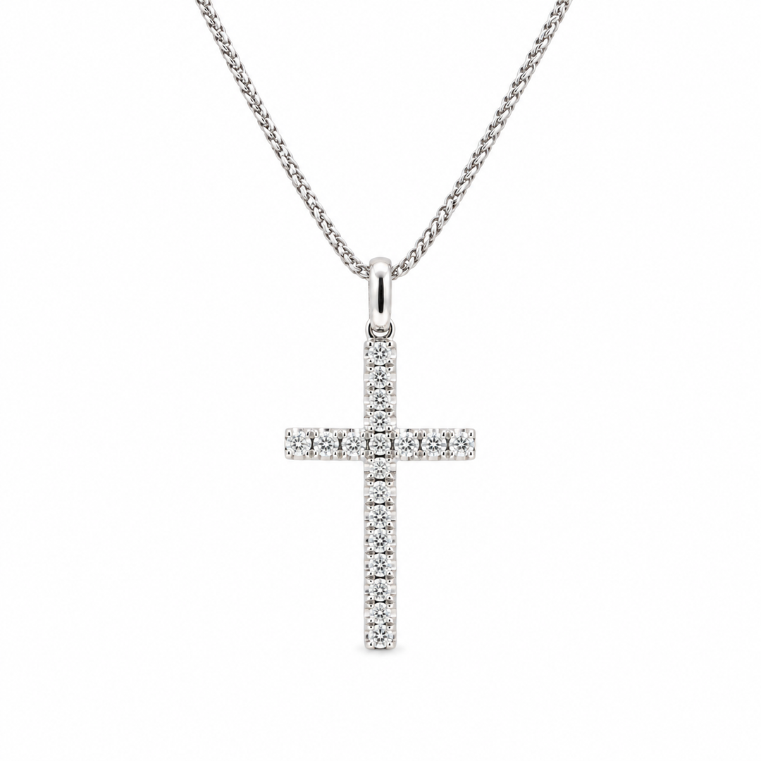 18K White Gold 0.37 CTW Diamond Cross Pendant