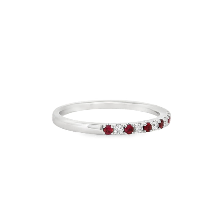 18K White Gold 0.11 CTW Ruby And 0.11 CTW Diamond Ring