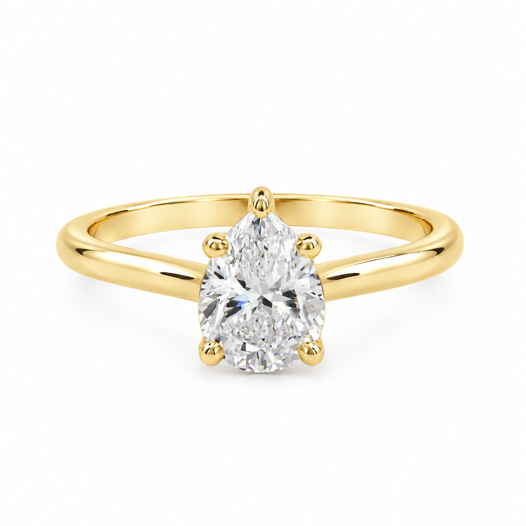 14K Yellow Gold 0.85 CTW Pear Shaped Diamond Engagement Ring