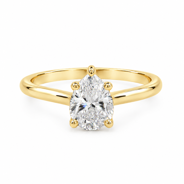 14K Yellow Gold 0.85 CTW Pear Shaped Diamond Engagement Ring