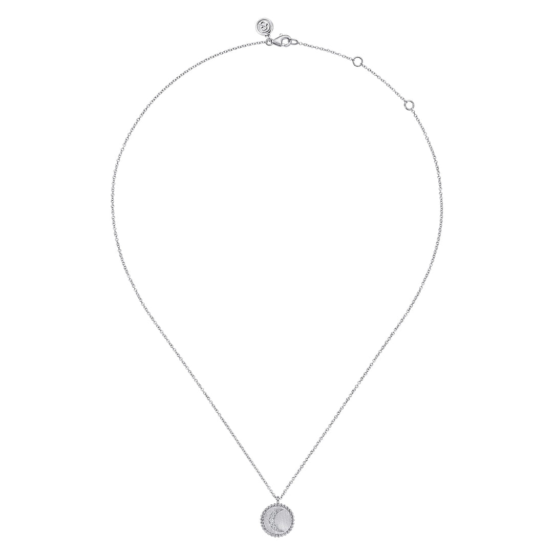 Sterling Silver Gabriel & Co. Diamond Bujukan Moon Medallion Necklace