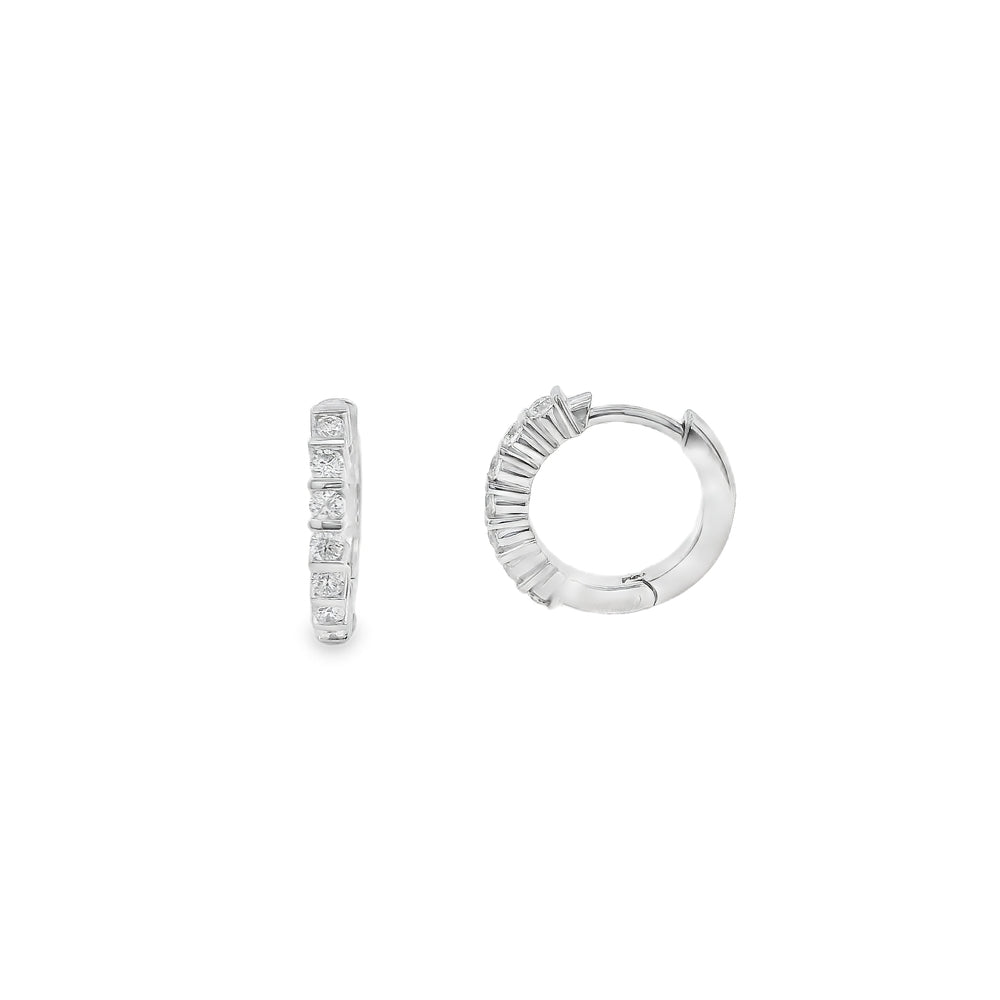 14K White Gold 0.34 CTW Diamond Huggie Earrings