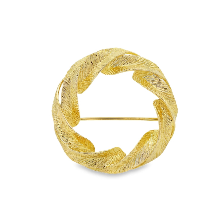 Estate - 14 Karat Yellow Gold Textured Finish Twisted Brooch