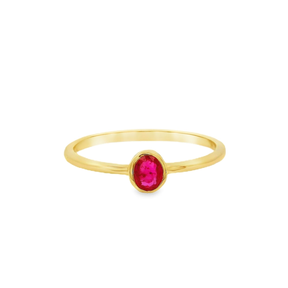 14K Yellow Gold 4x3mm Ruby Ring