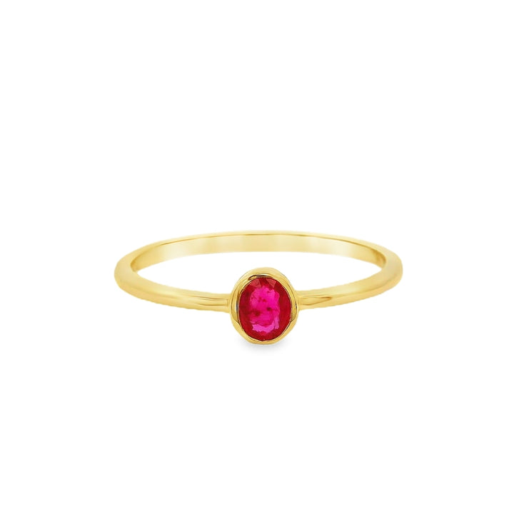 14K Yellow Gold 4x3mm Ruby Ring