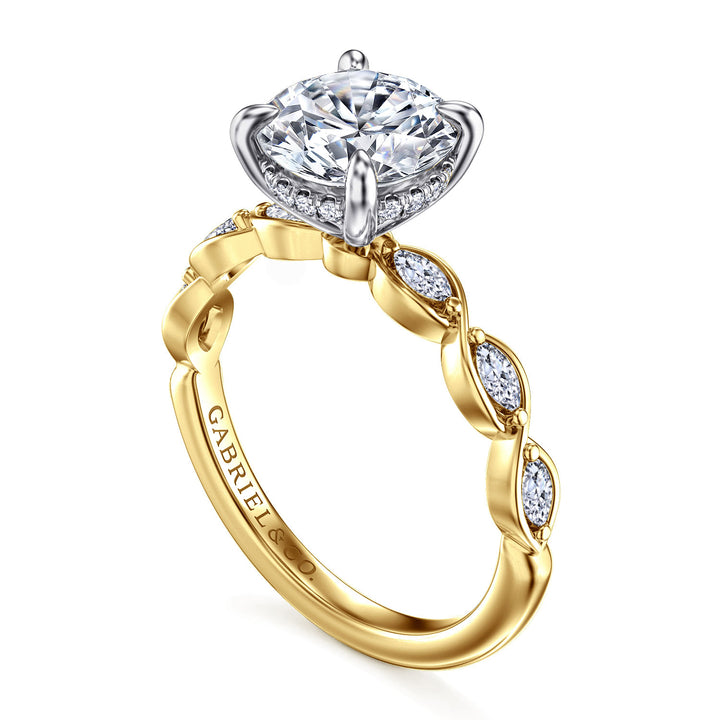 14K Yellow And White Gold Diamond Semi-Mount Engagement Ring