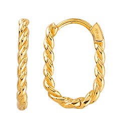 10K Yellow Gold 2mm Wide Small Twisted U-Shaped Huggie Earrings