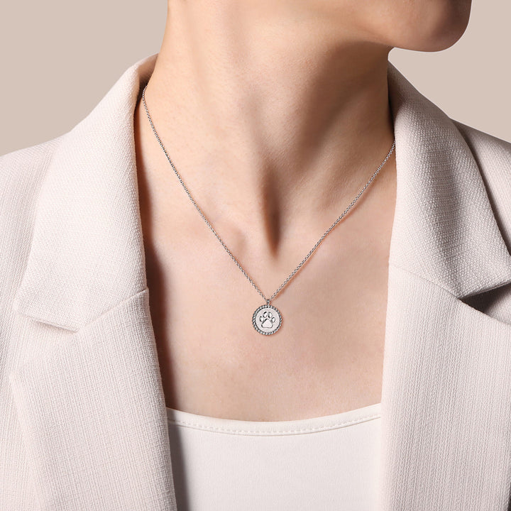 Sterling Silver Gabriel & Co. Bujukan Paw Print Necklace