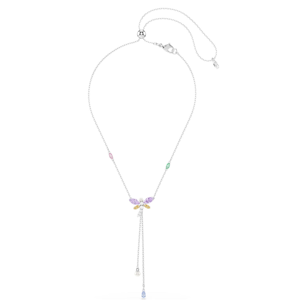 Swarovski Ariana Grande Rhodium Plated Dragonfly Y-Necklace With Multicoloured Cubic Zirconias And Crystal Pearl 5749183