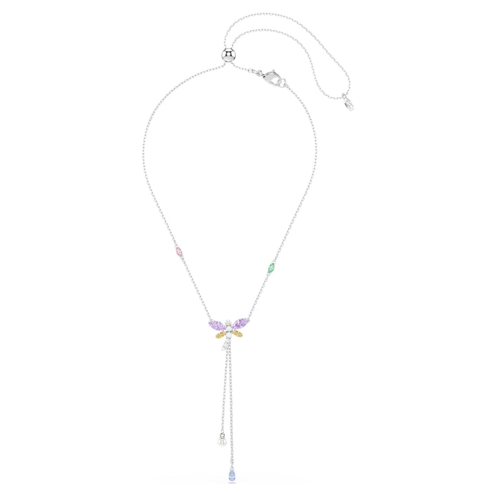 Swarovski Ariana Grande Rhodium Plated Dragonfly Y-Necklace With Multicoloured Cubic Zirconias And Crystal Pearl 5749183