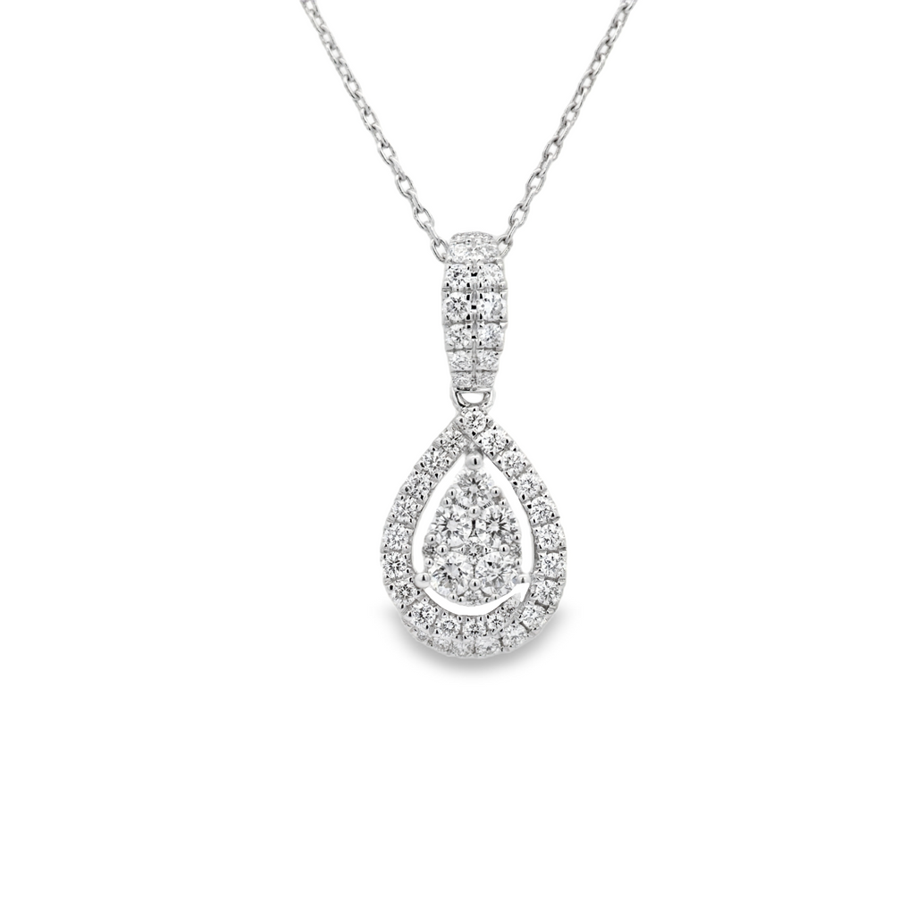 18K White Gold 0.64 CTW Diamond Teardrop Pendant