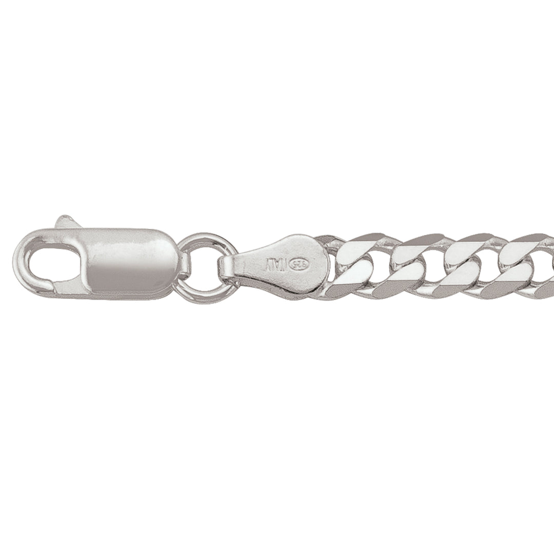 Sterling Silver Medium 4.4mm Beveled Curb Link 18" Chain