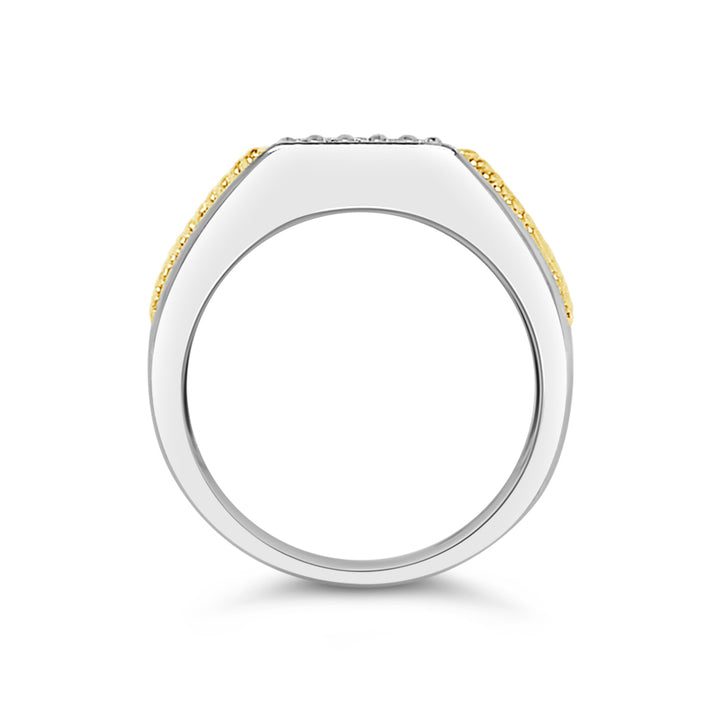 14K White And Yellow Gold Diamond Set Men's Ring