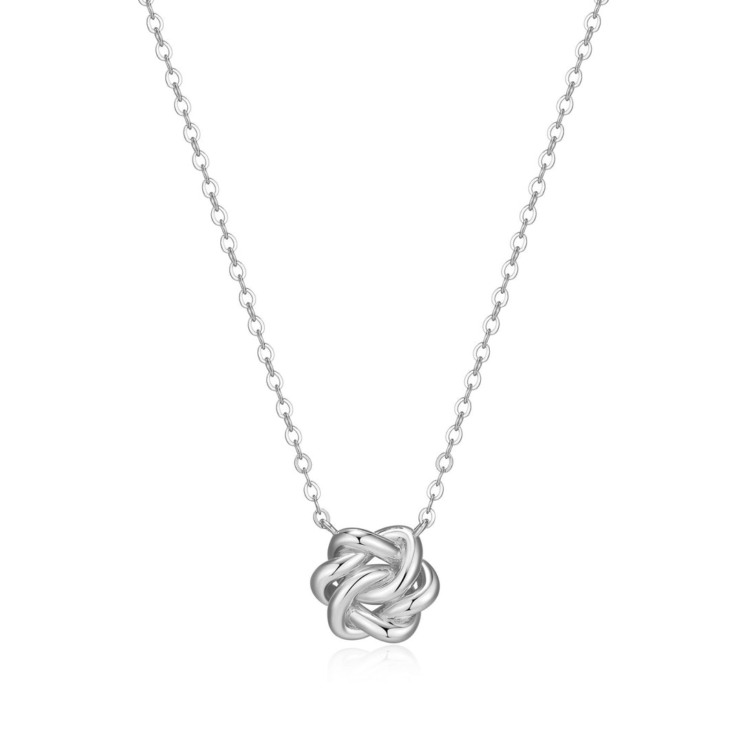 ELLE Rhodium Plated Sterling Silver Eternal Knot Necklace