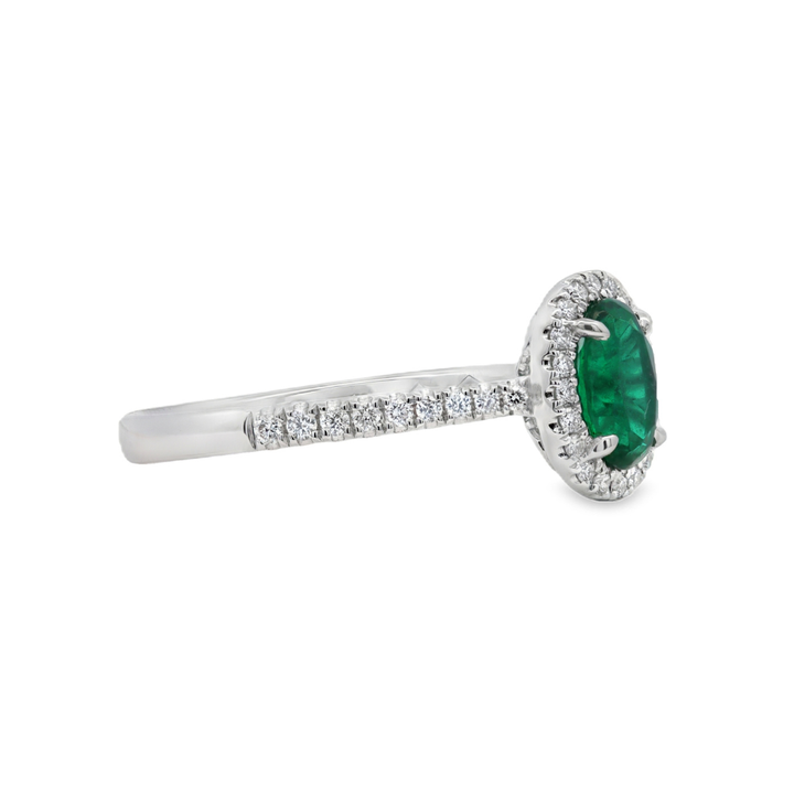 18K White Gold 0.67 CTW Emerald And 0.20 CTW Diamond Ring