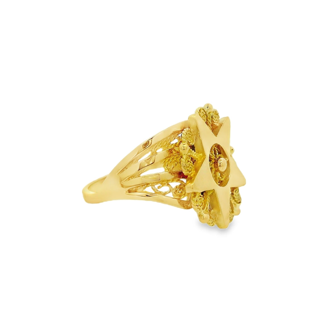 Estate - 18 Karat Yellow Gold Star Ring, Size 9