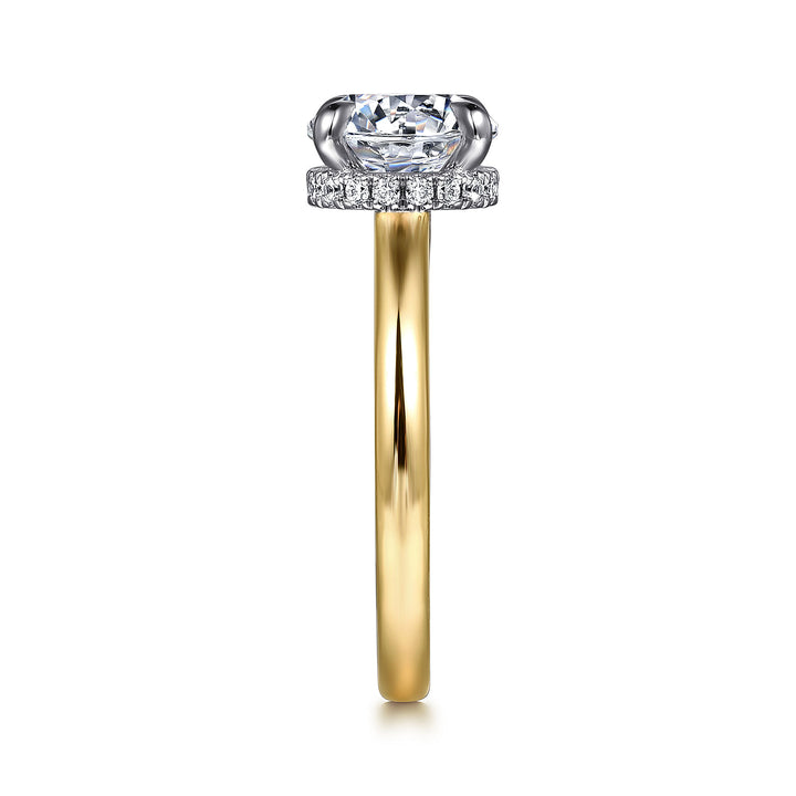 14K Yellow And White Gold Hidden Halo 0.11 CTW Diamond Semi-Mount Engagement Ring