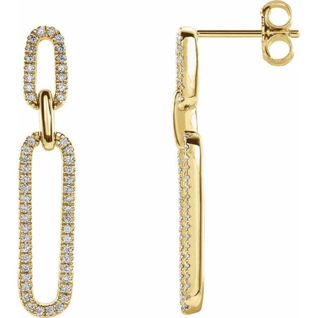 14K Yellow Gold 0.33 CTW Diamond Set Link Drop Earrings