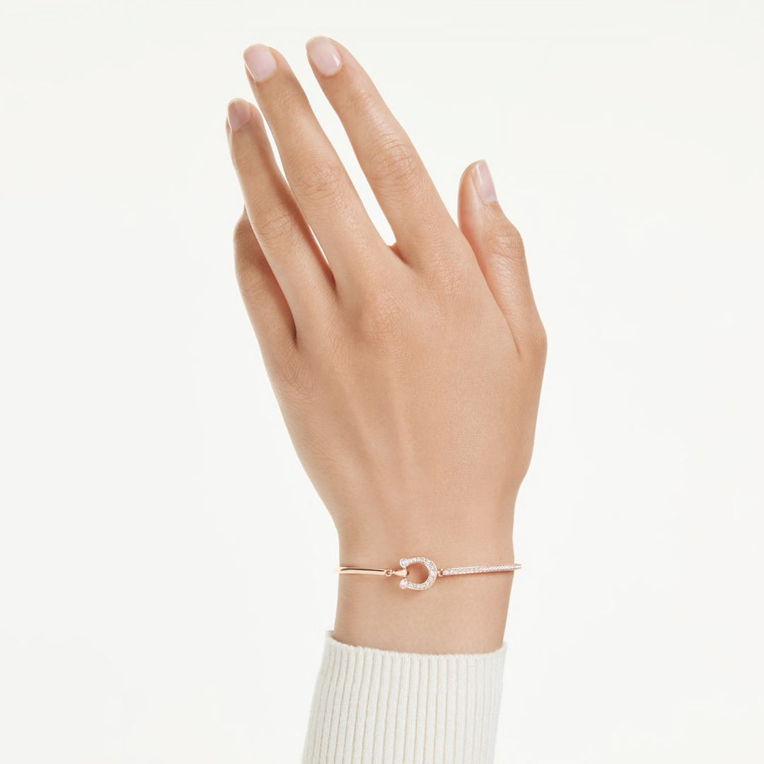 Swarovski Symbolica Rose Gold-Tone Plated  Horseshoe  Bangle With Clear Crystals 5741461