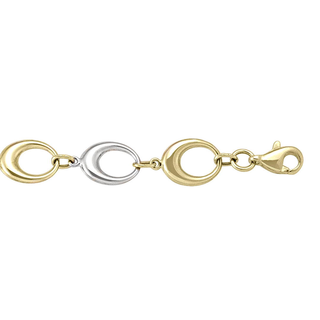 10K Yellow And White Gold Ladies Hollow Open Oval Link Bracelet