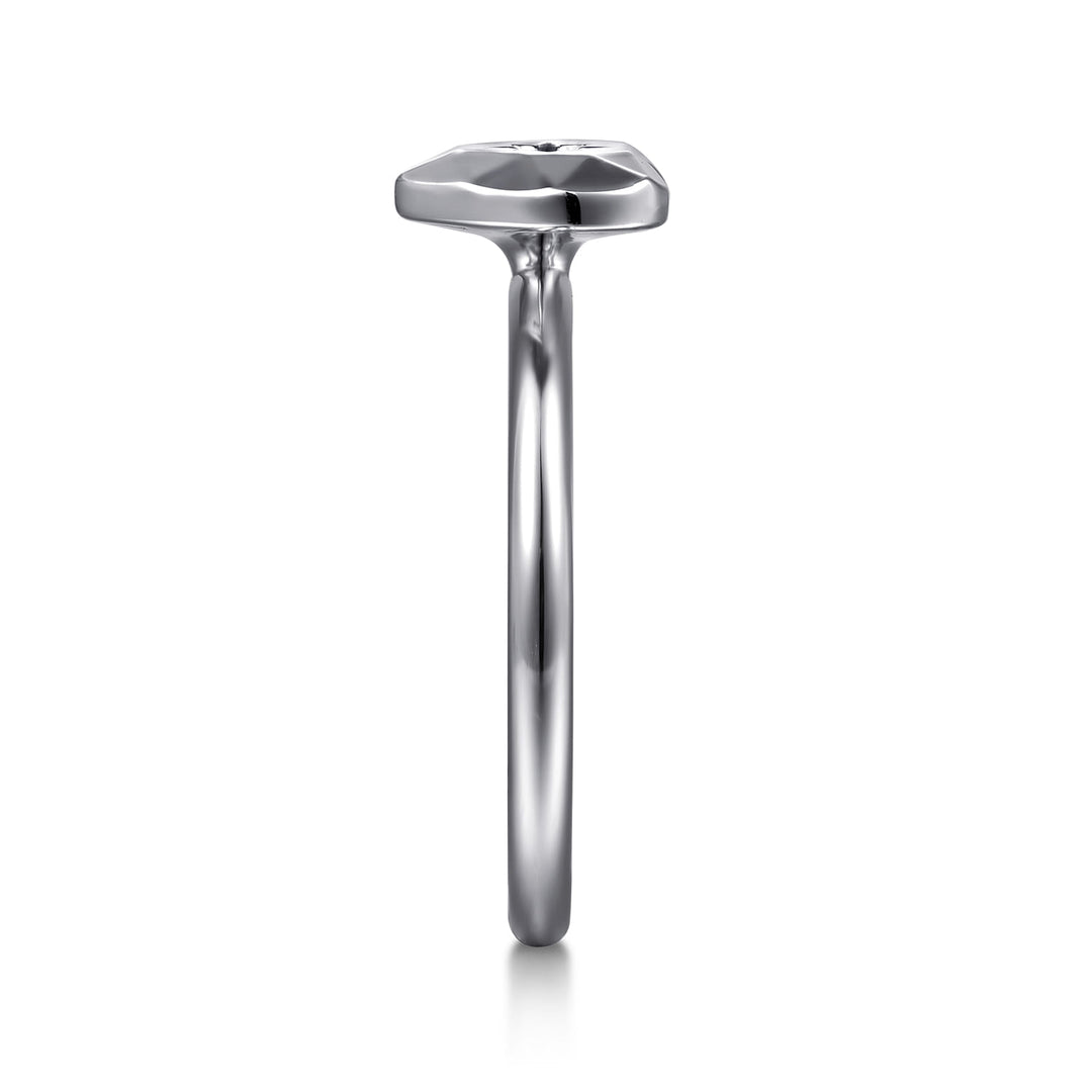 Sterling Silver  Gabriel & Co. Faceted Heart Ring With Diamond