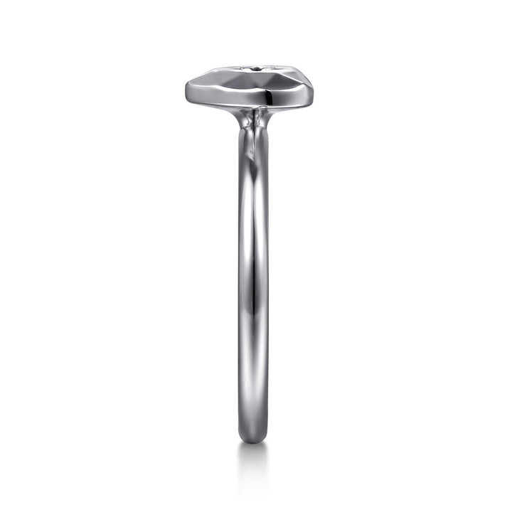 Sterling Silver  Gabriel & Co. Faceted Heart Ring With Diamond