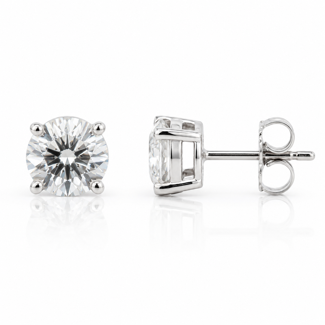 14K White Gold 4.04CTW LAB Grown Diamond Stud Earrings