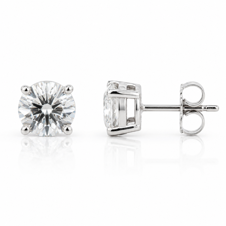 14K White Gold 4.04CTW LAB Grown Diamond Stud Earrings