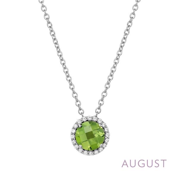 Lafonn Silver Birthstone - August Halo Pendant With Peridot And Cubic Zirconias