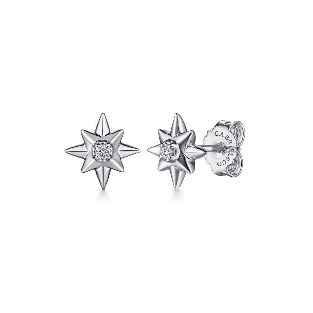 Sterling Silver Gabriel & Co. Stud Earrings With Diamonds