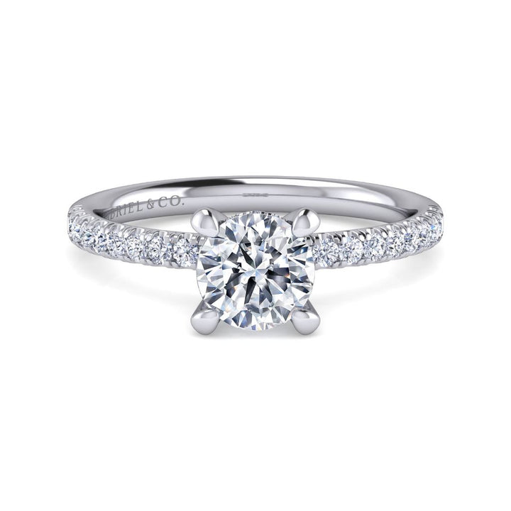 14K White Gold 0.24 CTW Diamond Set Engagement Ring Semi-Mount With Hidden Halo