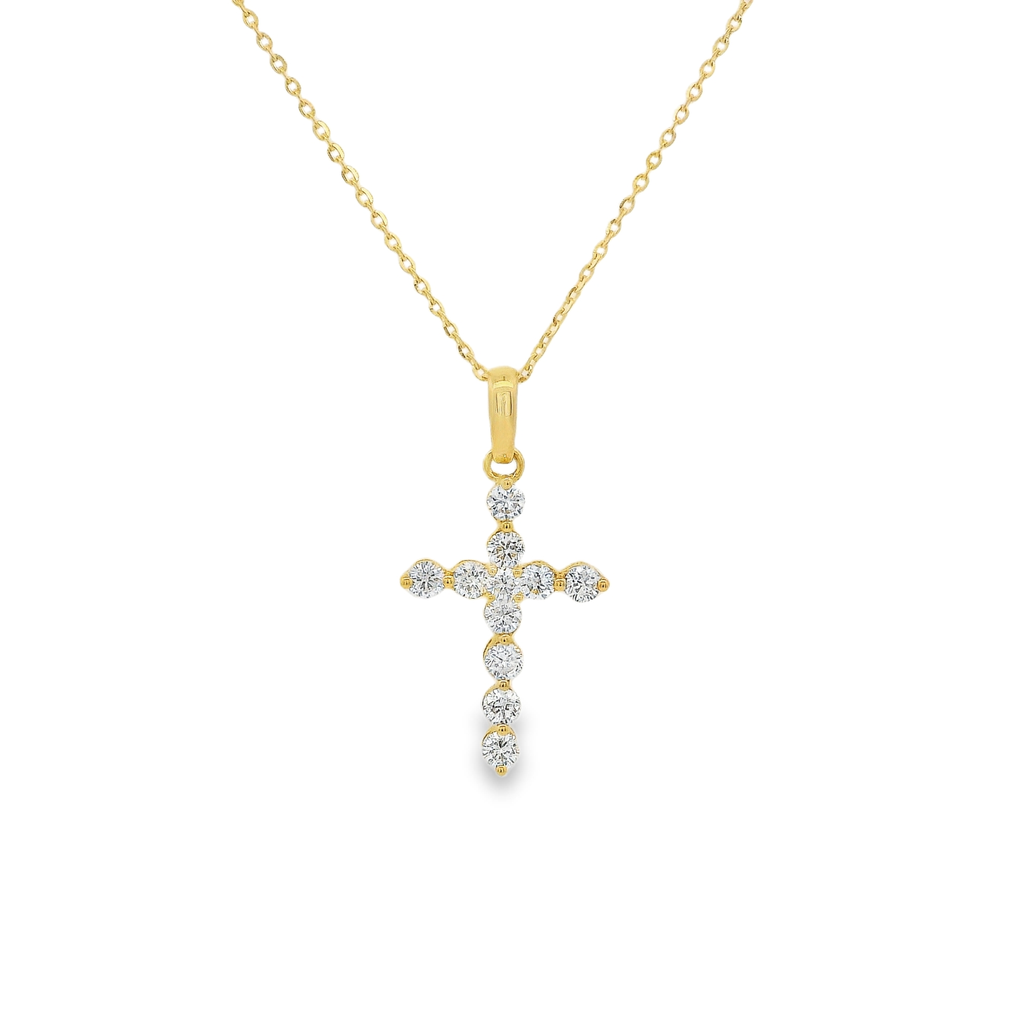 18K Yellow Gold 0.47 CTW Diamond Cross Pendant