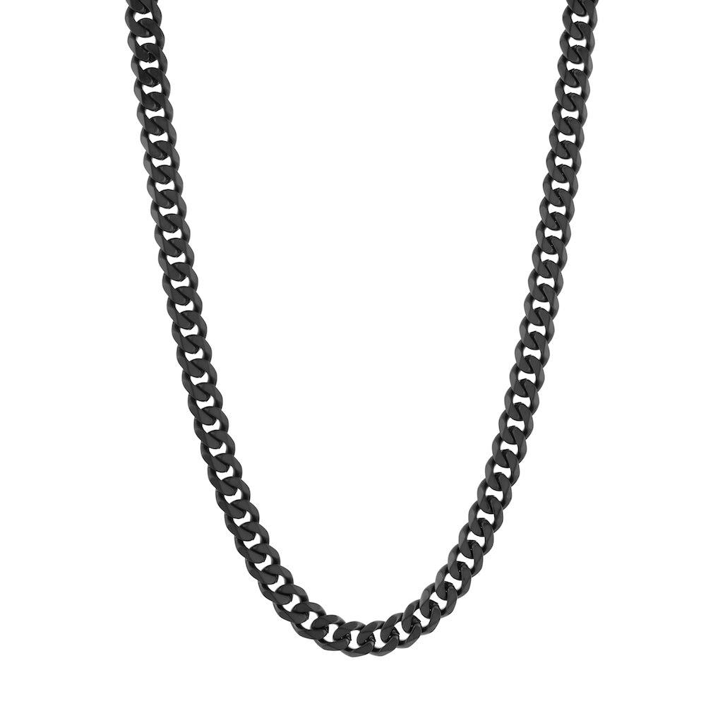 Stainless Steel Black Plated Matte Finish Curb Link 20" Chain
